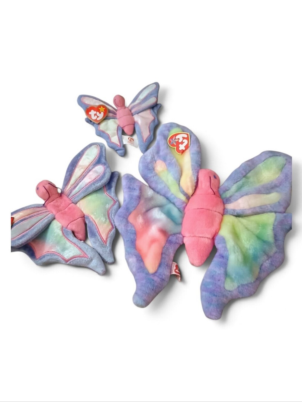 Ty Beanie Buddy Babies Butterfly - Pink with Pastel Rainbow Wings Mint Condition